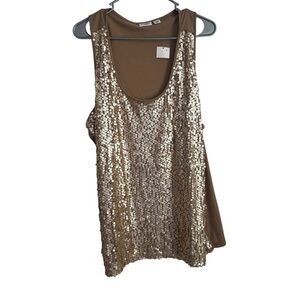 NWT Cato Gold Sequin sleeveless tank SZ 22/24 W Special Occasion Holiday Wedding
